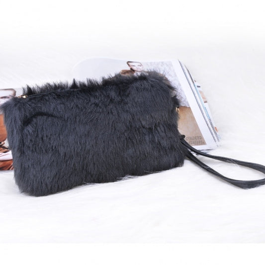 Fashion Women's Elegant Clutch Bag Faux Fur Handbag Wallet Candy Color Clutch