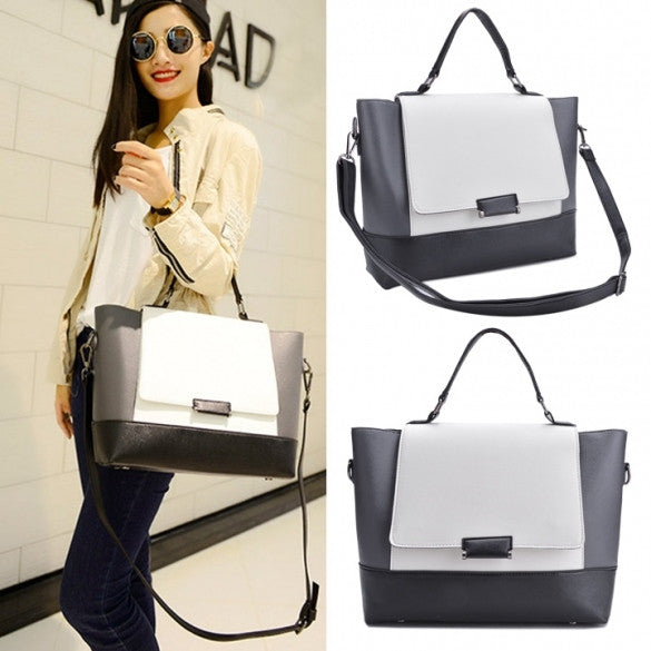 New Cool Girl Lady New Fashion Women Synthetic Leather Handbag Contrast Color Shoulder Bag