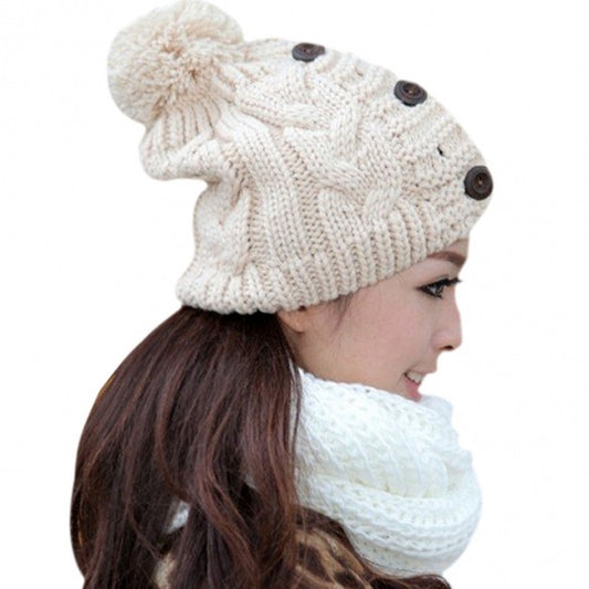 New Fashion Winter Cap Warm Woolen Blend Knitted Stylish Cap Hat