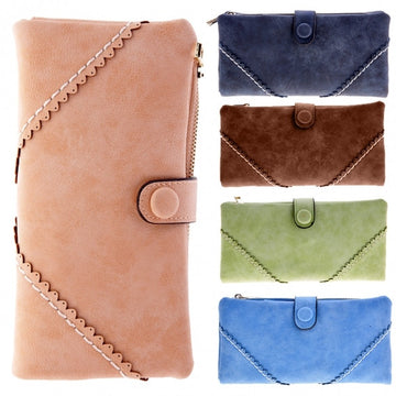 New Women's Fashion Long Wallet Retro Button Handbag Wallet Purse