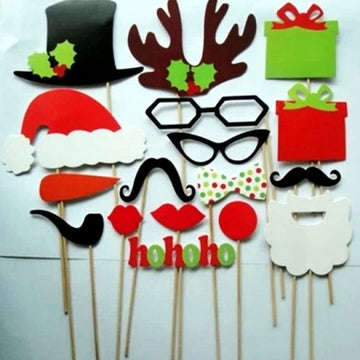 New Fashion 17Pcs DIY Props Wedding Moustache Lips Christmas Party Mask