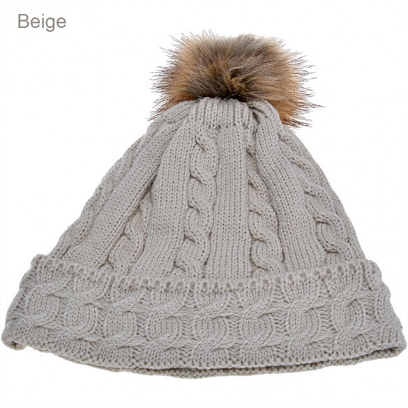 New Lady Women's Fashion Elegant Warm Casual Knit Faux Fur Cap Hat