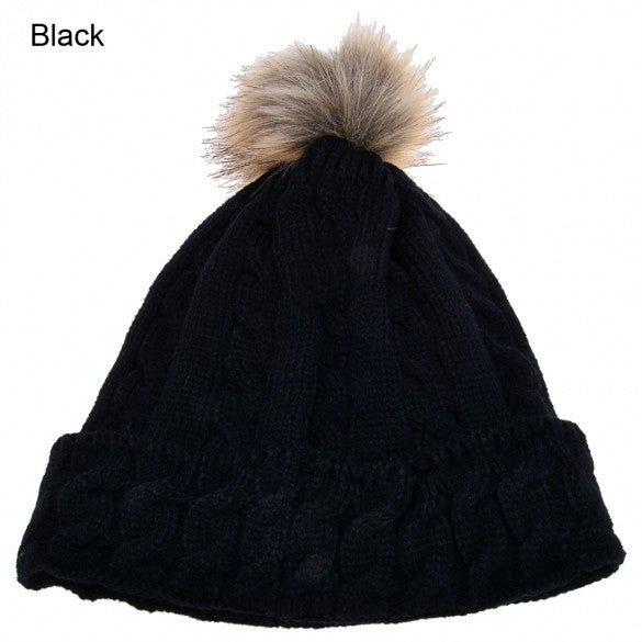 New Lady Women's Fashion Elegant Warm Casual Knit Faux Fur Cap Hat