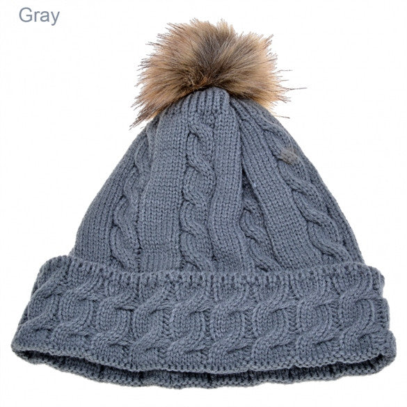 New Lady Women's Fashion Elegant Warm Casual Knit Faux Fur Cap Hat