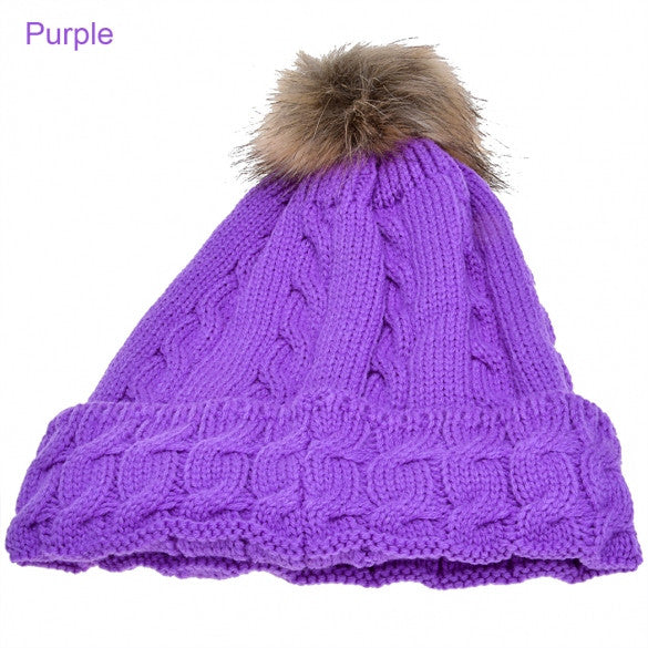 New Lady Women's Fashion Elegant Warm Casual Knit Faux Fur Cap Hat