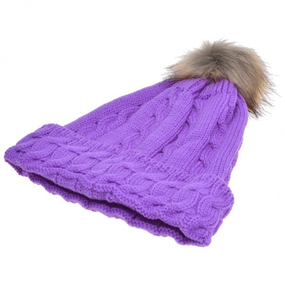 New Lady Women's Fashion Elegant Warm Casual Knit Faux Fur Cap Hat