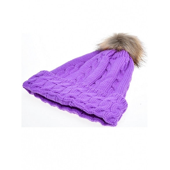 New Lady Women's Fashion Elegant Warm Casual Knit Faux Fur Cap Hat