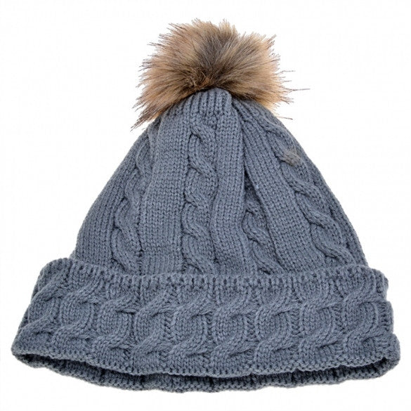 New Lady Women's Fashion Elegant Warm Casual Knit Faux Fur Cap Hat