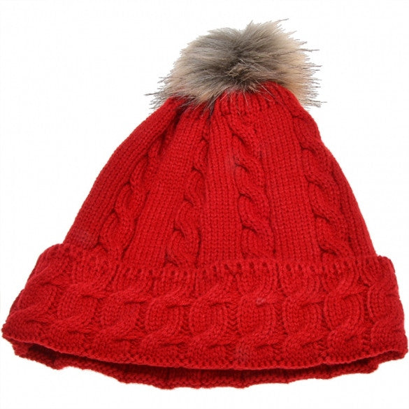 New Lady Women's Fashion Elegant Warm Casual Knit Faux Fur Cap Hat