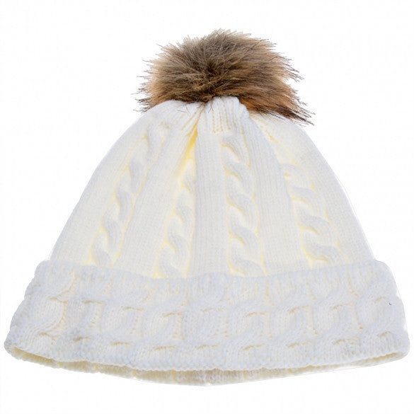 New Lady Women's Fashion Elegant Warm Casual Knit Faux Fur Cap Hat