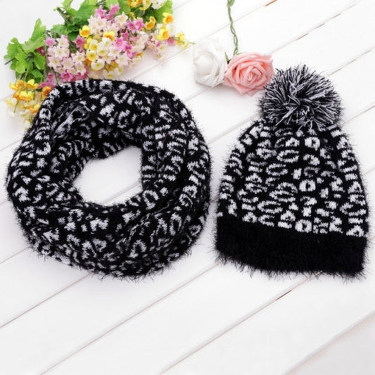 Women's Pattern Knit Winter Warm Ski Skating Cap Hat + Scarf Set