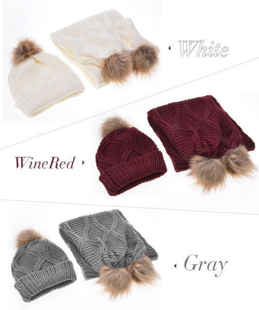 Stylish New Women's Knit Winter Warm Ski Slouch Hat Cap + Scarf Set