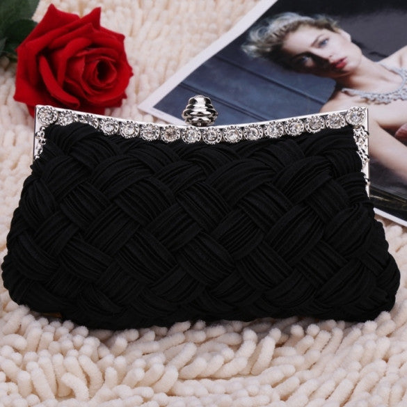 New Fashion Women's Evening Bag Shining Rhinestone Handbag Shoulder Bag Clutch Bag with Chain