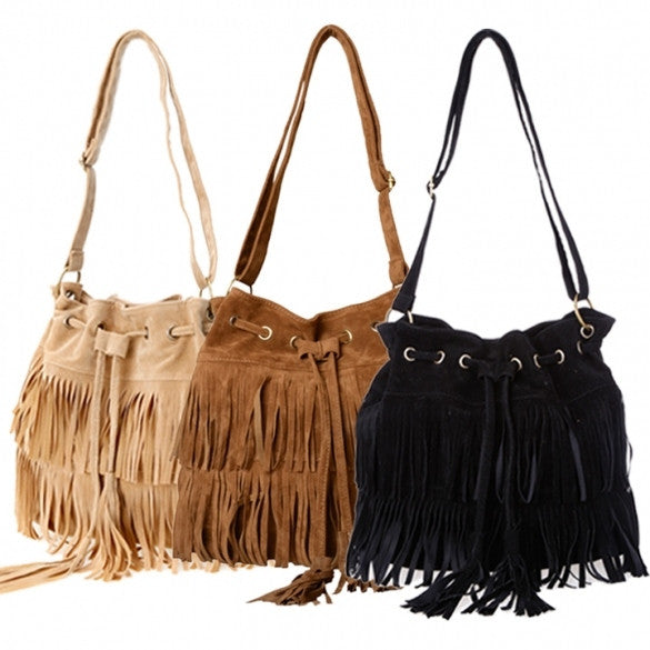 New Fashion Women's Faux Suede Fringe Tassels Cross-body Bag Shoulder Bag Handbags