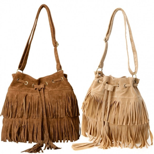 New Fashion Women's Faux Suede Fringe Tassels Cross-body Bag Shoulder Bag Handbags