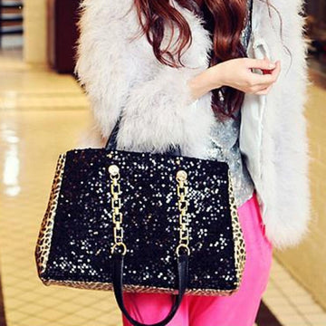 New Women Fashion Sequin Handbag Satchel Bag Shoulder Bag