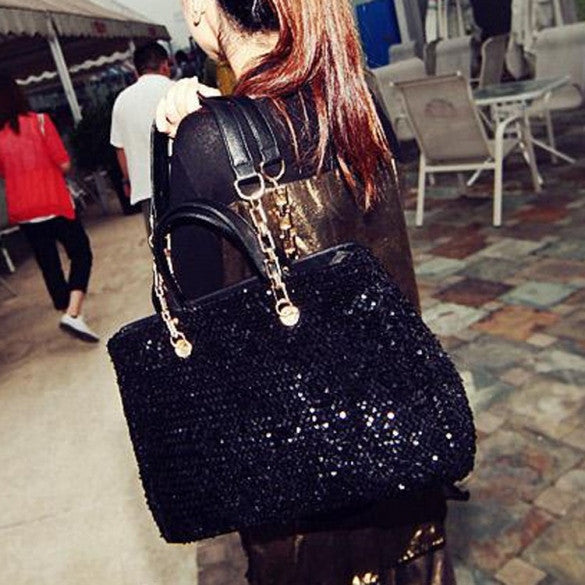 New Women Fashion Sequin Handbag Satchel Bag Shoulder Bag