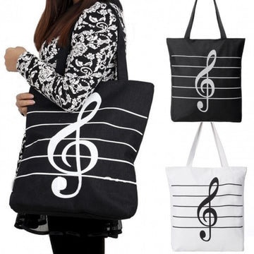 Korean Women Girl's Single Shoulder Portable Musical Symbol Canvas Bag Fashion Bag