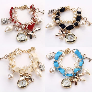 New Fashion Women's Beads Strap Hanging Chain Watch Wristwatch