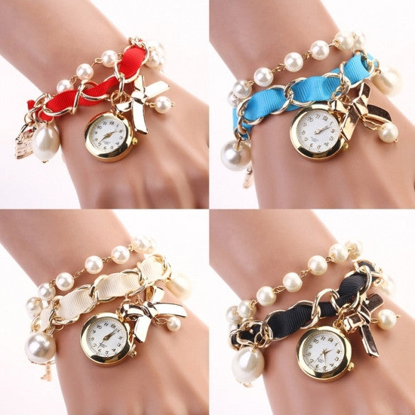 New Fashion Women's Beads Strap Hanging Chain Watch Wristwatch