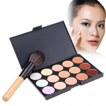 New Fashion Women's Makeup Cosmetics Tools Set 15 Colors Creamy Concealer Kit And 1 Brush