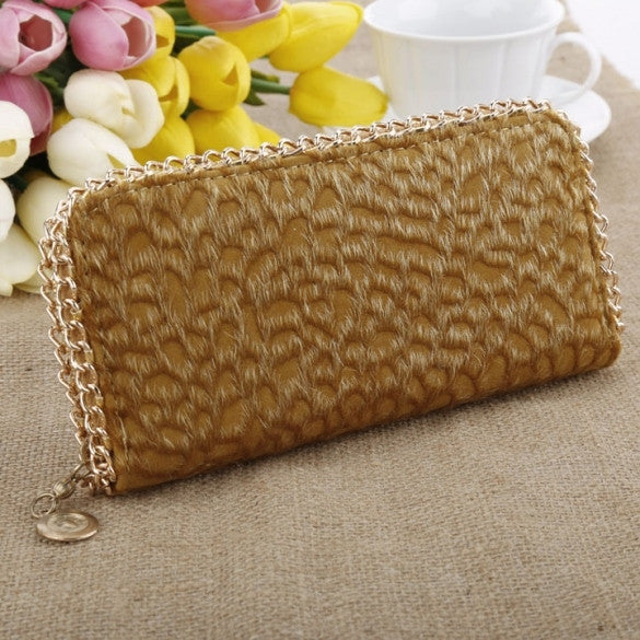 New Women Ladies Metal Chain Clutch Purse Handbag Card Case Long Wallet