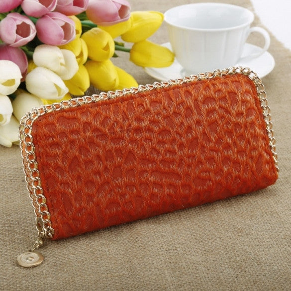 New Women Ladies Metal Chain Clutch Purse Handbag Card Case Long Wallet