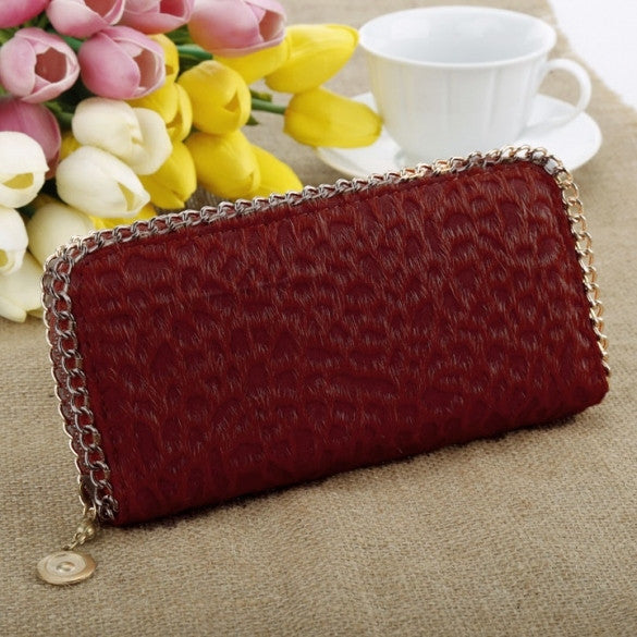 New Women Ladies Metal Chain Clutch Purse Handbag Card Case Long Wallet