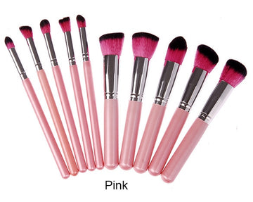 Hot 10pcs Makeup Brushes Tools Foundation Blending Blush Brush Essential Kit Cosmetic Brushes Set