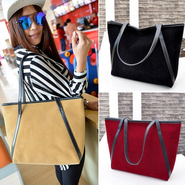 New Fashion Women Nubuck Leather Tote One Shoulder Big Bags Handbags Shoulder Bag