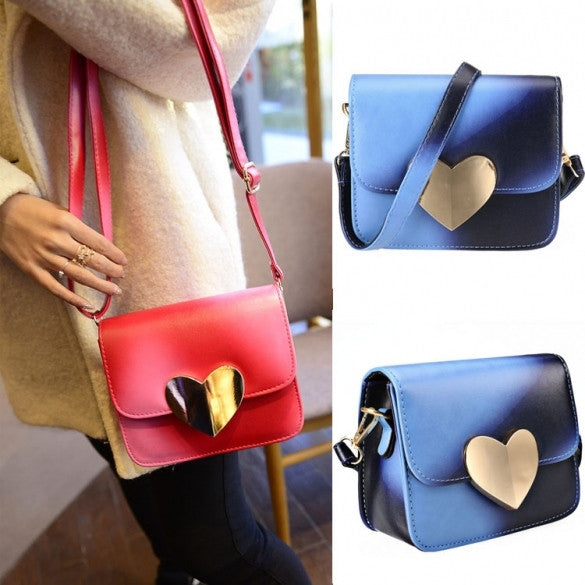 New Women Korean Candy Colors Synthetic Leather Peach Heart Small Satchel Shoulder Bag