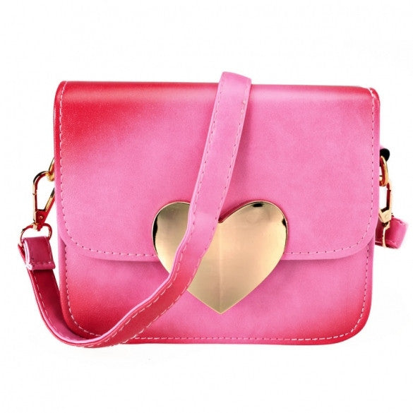 New Women Korean Candy Colors Synthetic Leather Peach Heart Small Satchel Shoulder Bag