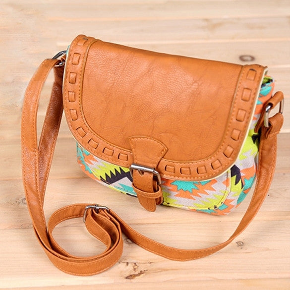 New Fashion Retro Women Canvas Adjustable Strap Geometric Animal Print Small Shoulder Bags Handbag