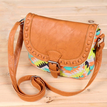 New Fashion Retro Women Canvas Adjustable Strap Geometric Animal Print Small Shoulder Bags Handbag