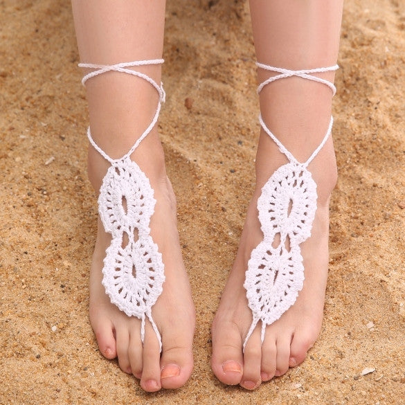 Fashion Women Hand-made Knit Crochet Adjustable Anklets Beach Barefoot Anklets