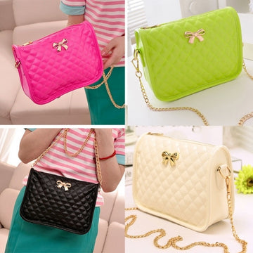 New Fashion Women Synthetic Leather Casual Bow Shoulder Bag Cross Bag Handbag