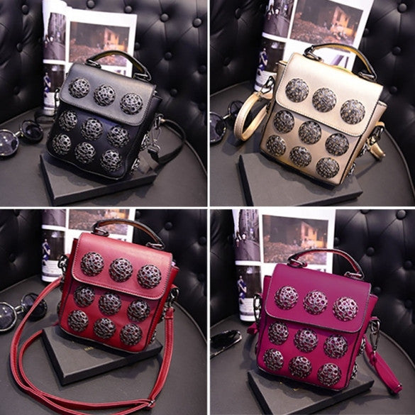 New Fashion Women Synthetic Leather Hollow Out Button Decorated Handbag/Shoulder Bag/Messenger Bag