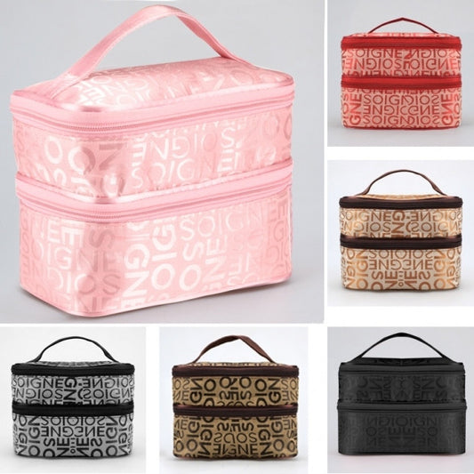 New Women Zipper Double Layered Character Cosmetic Case Makeup Bag