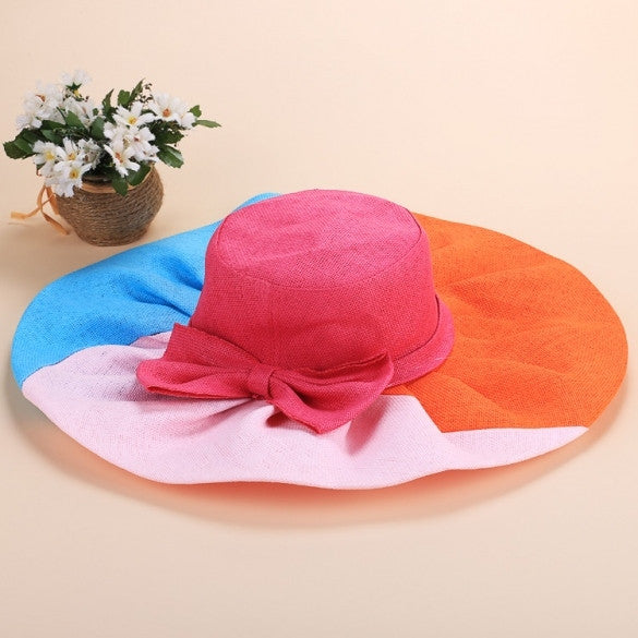 Fashion Women And Girls Summer Bohemian Casual Bowknot Straw Wide Brim Beach Sun Hats