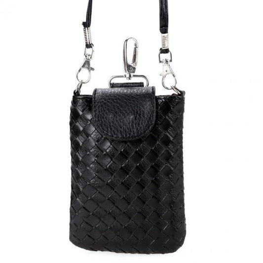 Fashion Women Synthetic Leather Woven Pattern Cell Phone Shoulder Bag Cross Bag Cell Phone Pouch