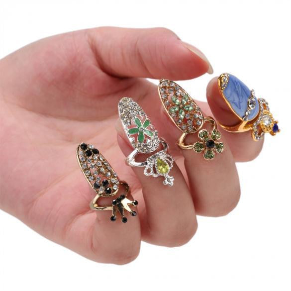 New Rhinestone The Nail Jewelry Finger Rings 3D Rhinestone Sticker Nail Decoration Decal