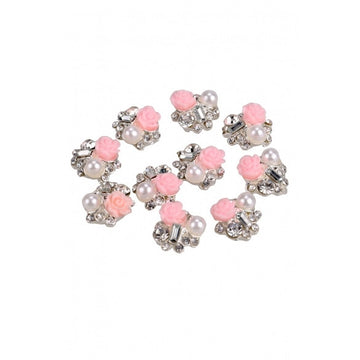 Nail Art Decoration Pink Flower Decoration Manicure Stick Drill Self Adhesive Rhinestone Nail Art Stickers