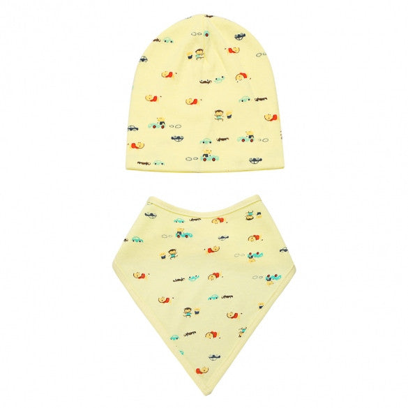 Fashion Infant Newborn Baby Unisex Hats Cute Lovely Print Beanies Cap Hat With Bib