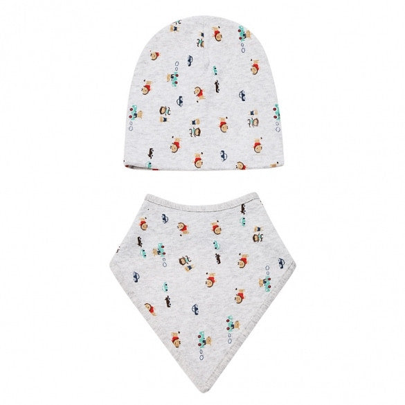 Fashion Infant Newborn Baby Unisex Hats Cute Lovely Print Beanies Cap Hat With Bib