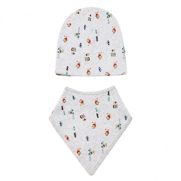 Fashion Infant Newborn Baby Unisex Hats Cute Lovely Print Beanies Cap Hat With Bib