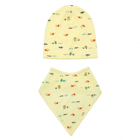 Fashion Infant Newborn Baby Unisex Hats Cute Lovely Print Beanies Cap Hat With Bib