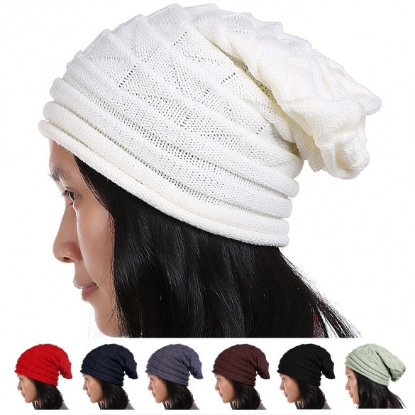 European Style Autumn Winter Fashion Unisex Knit Crochet Solid Warm Baggy Beanie Hat Oversized Slouch Cap