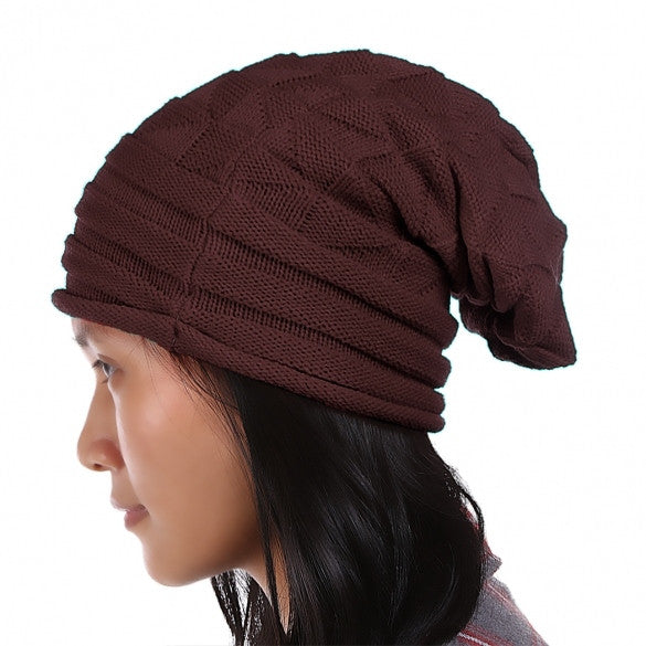 European Style Autumn Winter Fashion Unisex Knit Crochet Solid Warm Baggy Beanie Hat Oversized Slouch Cap