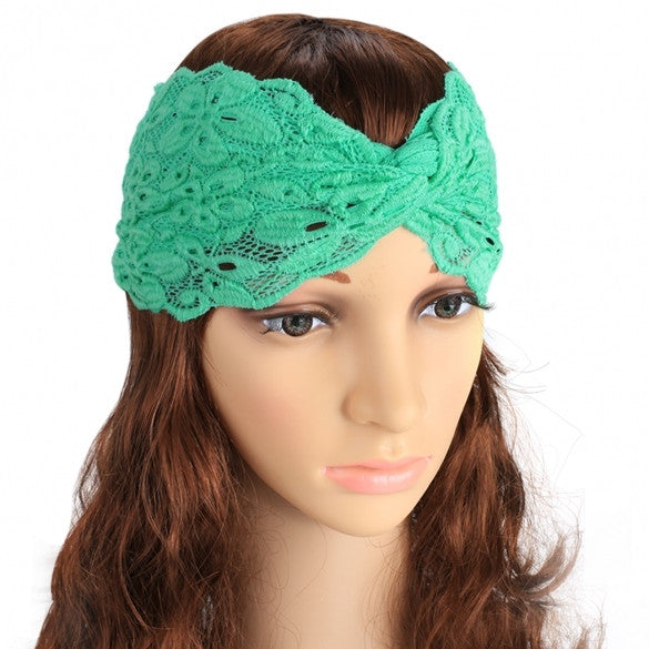 Women Fashion Lace Elastic Twisted Wide Hair Bands Headbands Hair Accessories