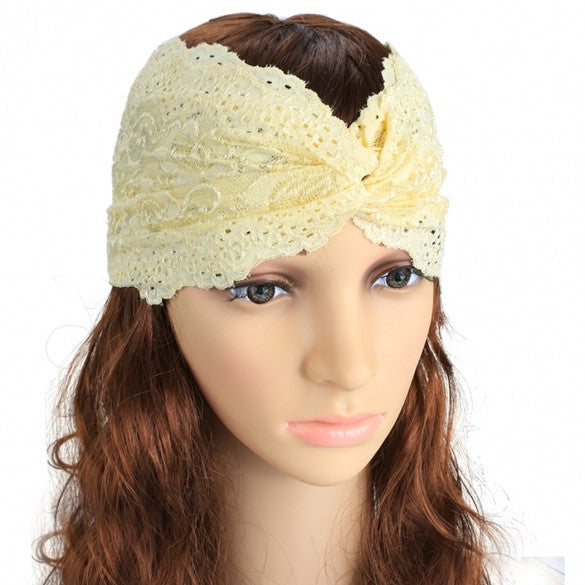 Women Fashion Lace Elastic Twisted Wide Hair Bands Headbands Hair Accessories